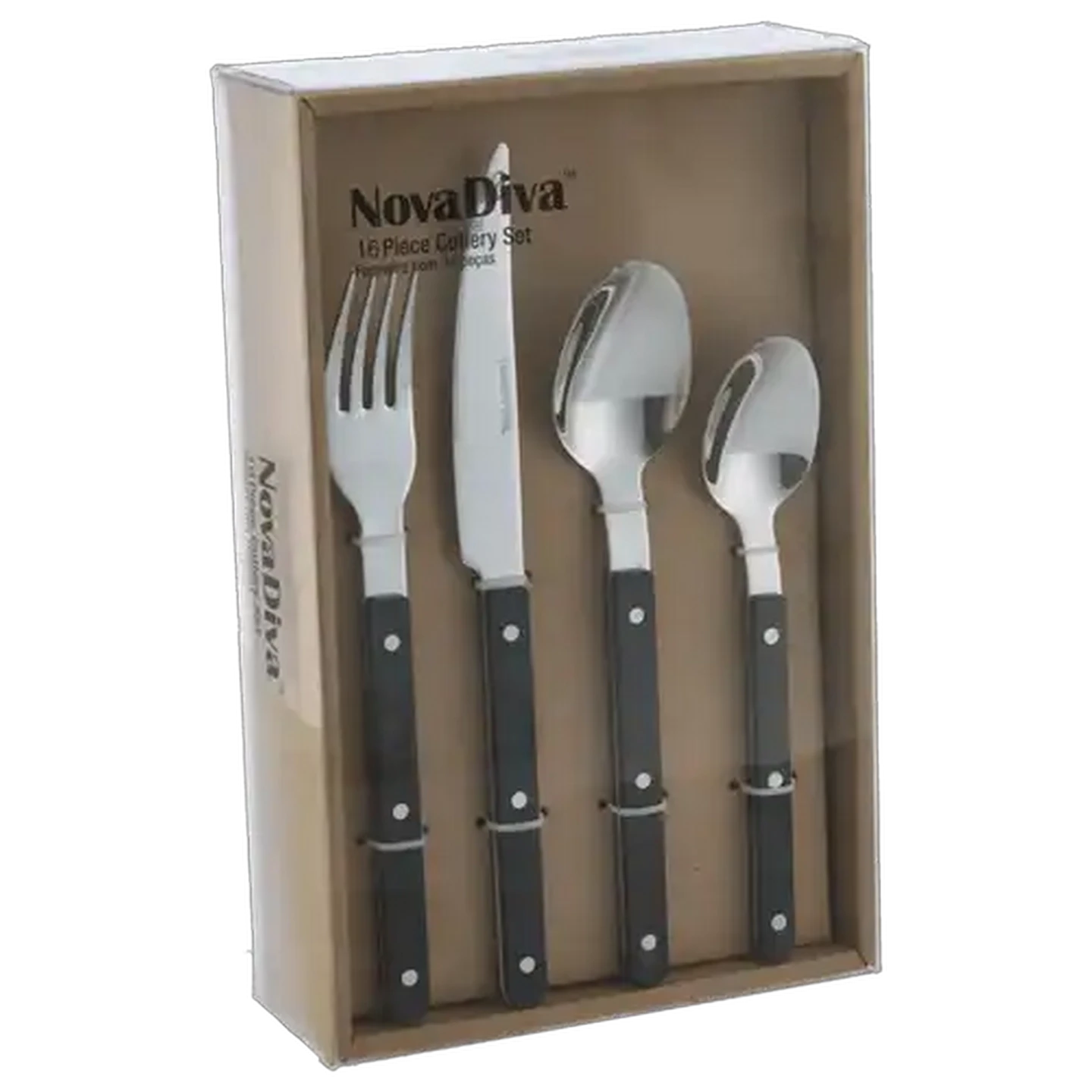 Image of Nova Diva Stainless Steel Taupe Cutlery Set 16 Piece