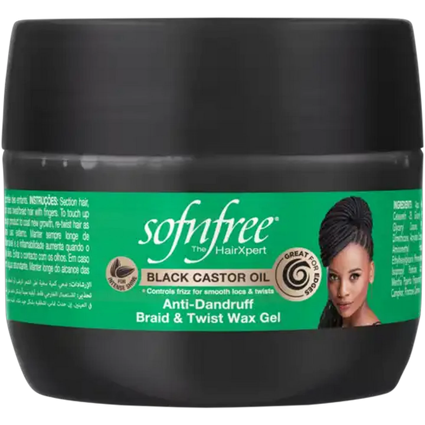 Image of Sofnfree Black Castor Oil Anti-Dandruff Braid & Twist Wax Gel 125ml