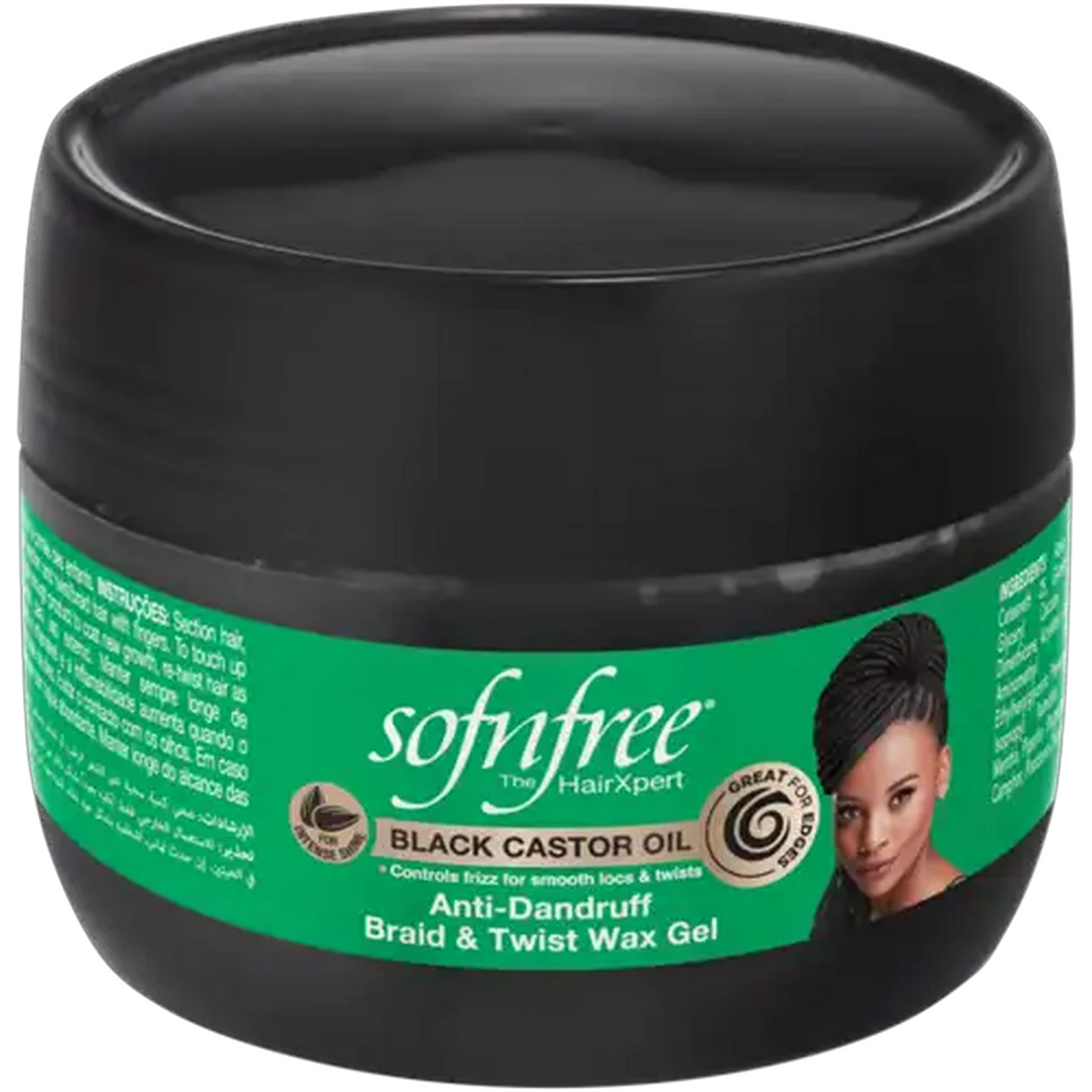Image of Sofnfree Black Castor Oil Anti-Dandruff Braid & Twist Wax Gel 125ml