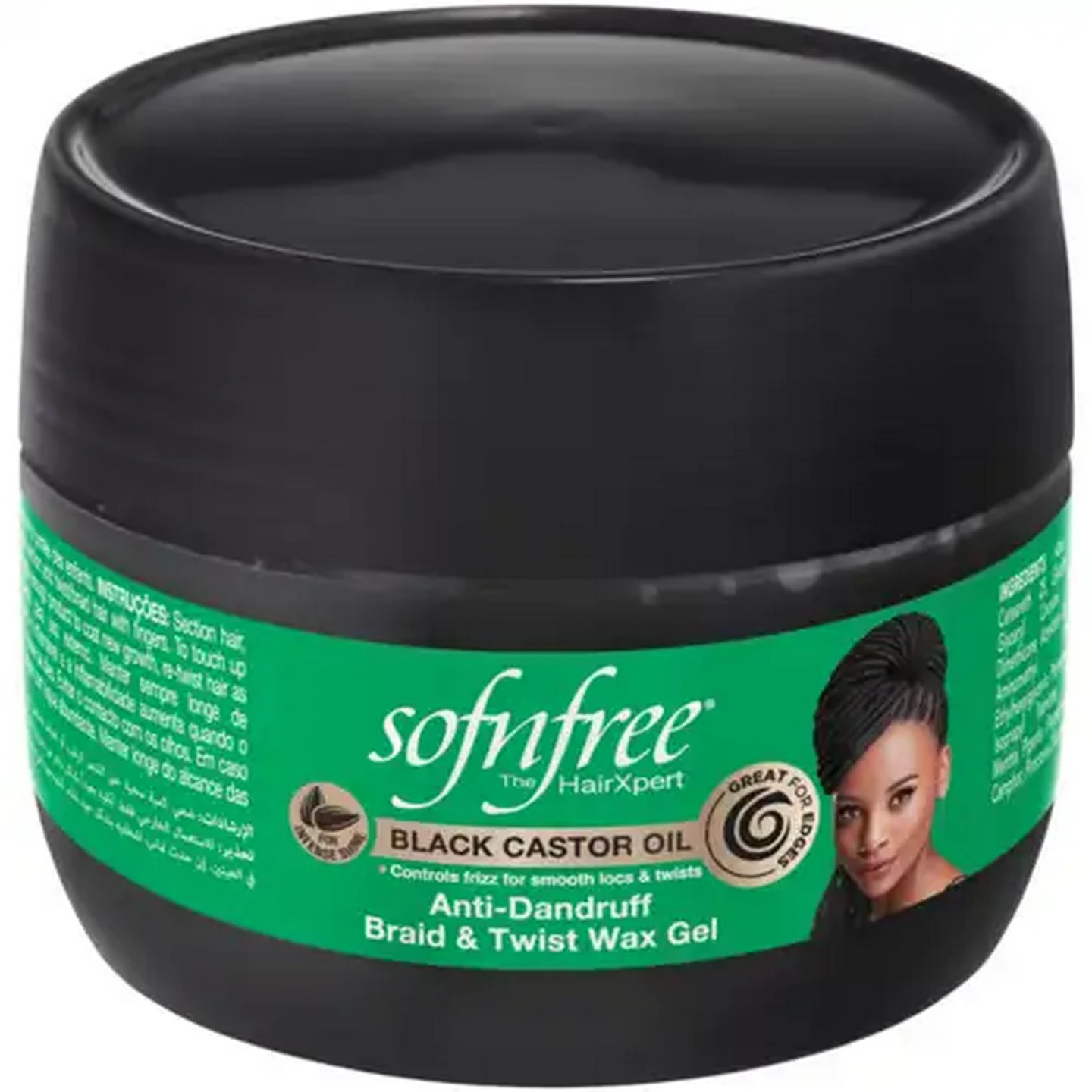 Image of Sofnfree Black Castor Oil Anti-Dandruff Braid & Twist Wax Gel 125ml