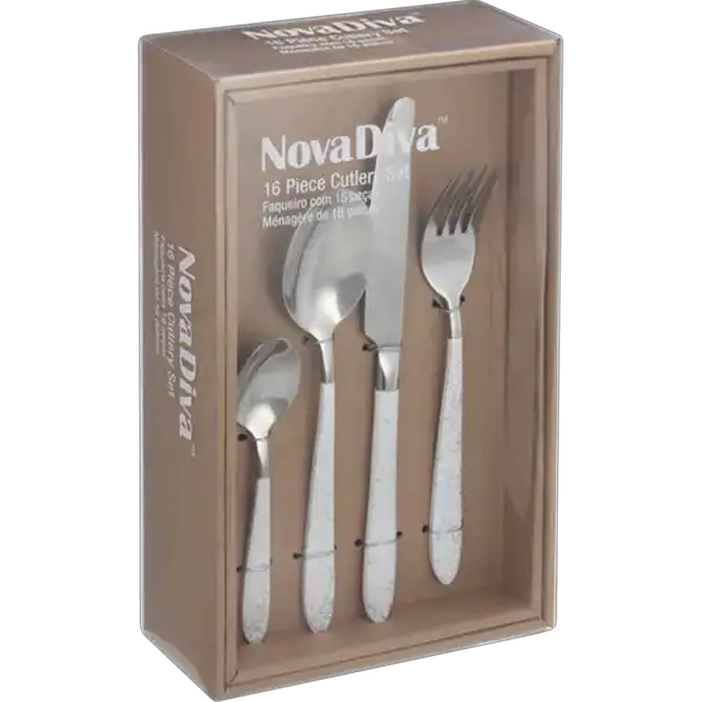 Image of NovaDiva White Granite Cutlery Set 16 Piece