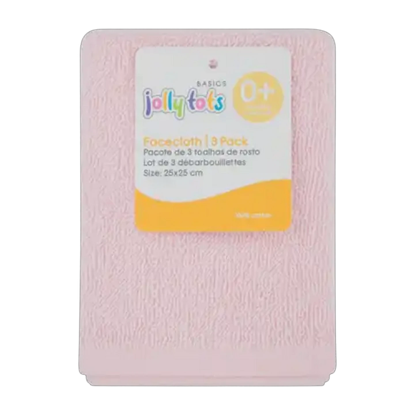 Image of Jolly Tots Basics Plain Facecloths 3-Pack