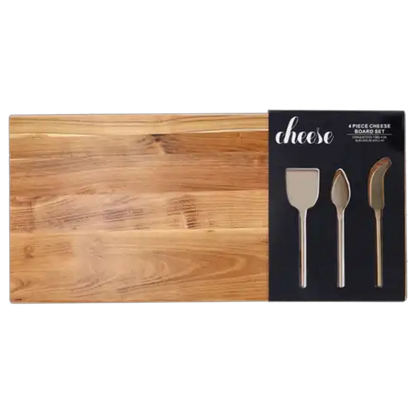 Image of Cheese Kiaat Board & Stainless Steel Knife Set 4 Piece