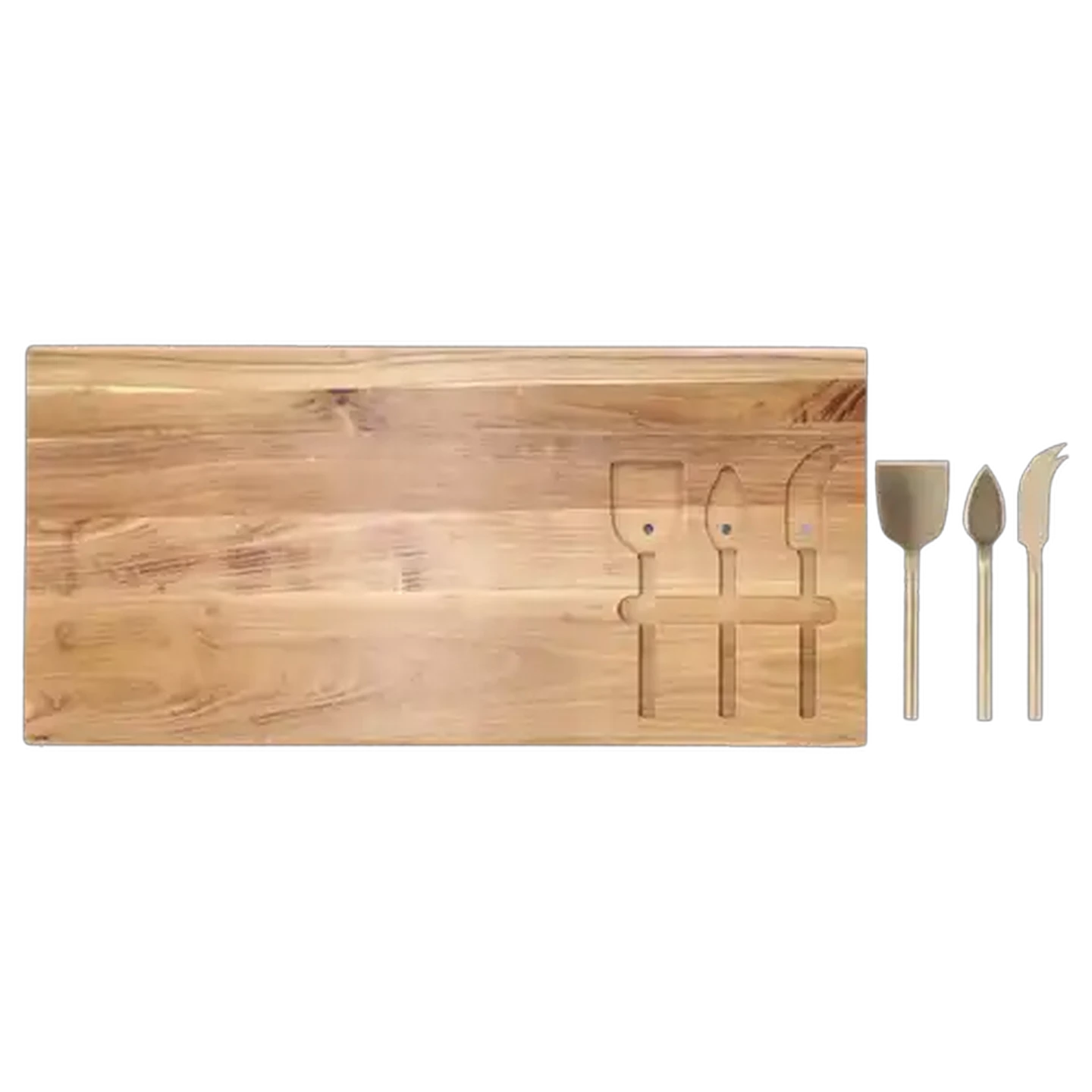 Image of Cheese Kiaat Board & Stainless Steel Knife Set 4 Piece