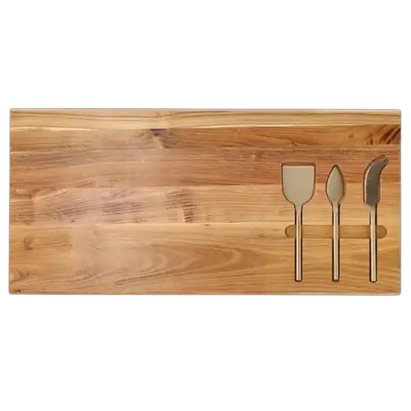 Image of Cheese Kiaat Board & Stainless Steel Knife Set 4 Piece