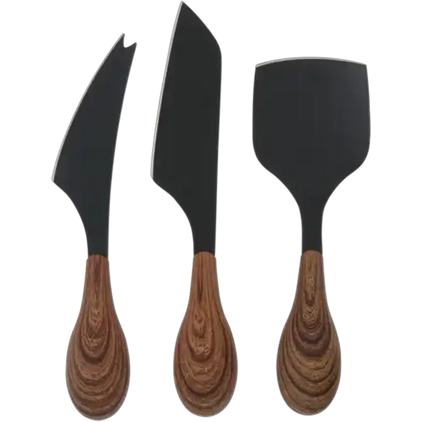 Image of Cheese Black Stainless Steel Cheese Knife Set 3 Piece