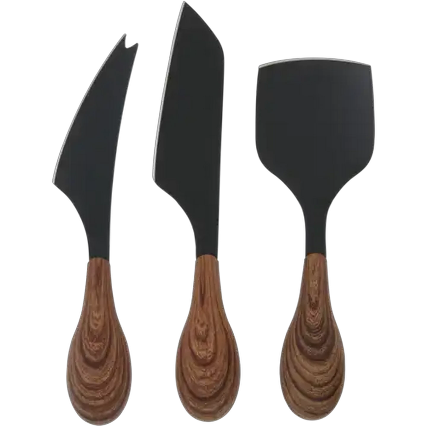 Image of Cheese Black Stainless Steel Cheese Knife Set 3 Piece