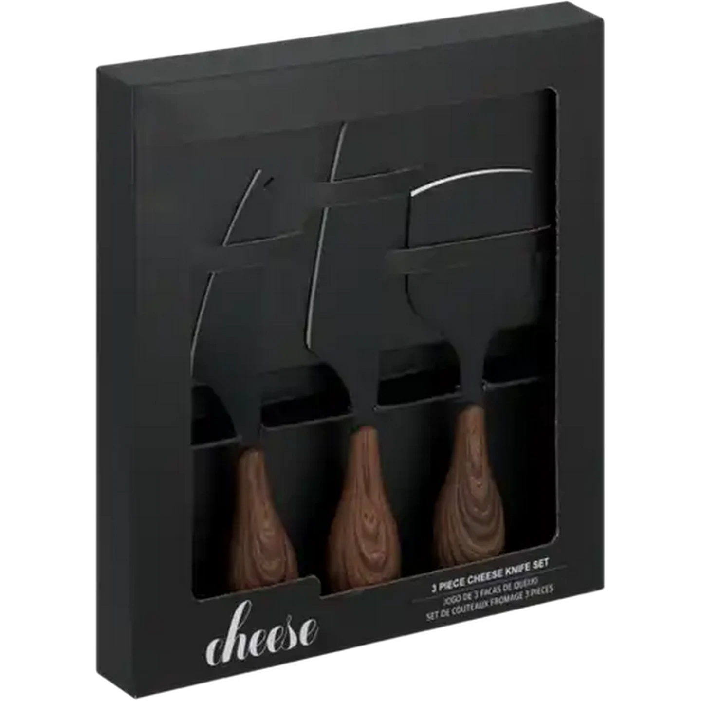 Image of Cheese Black Stainless Steel Cheese Knife Set 3 Piece