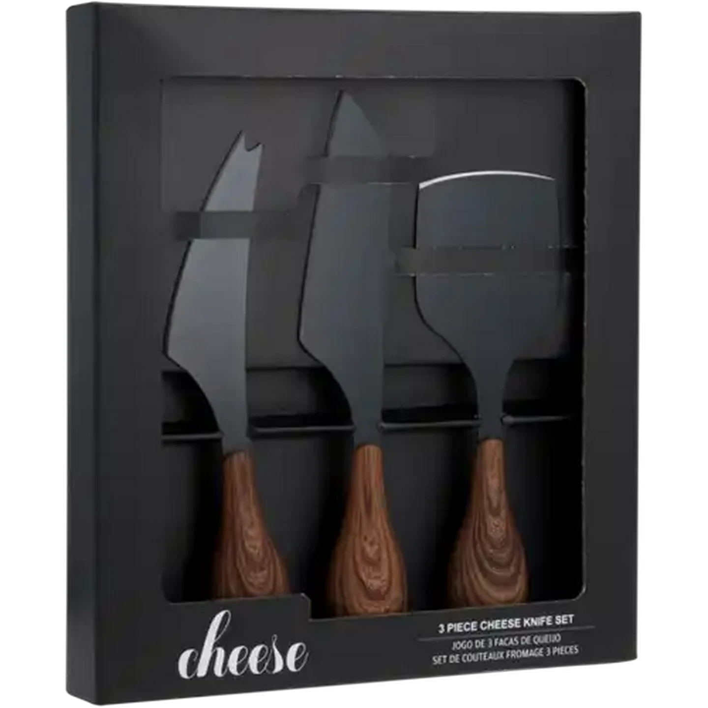 Image of Cheese Black Stainless Steel Cheese Knife Set 3 Piece