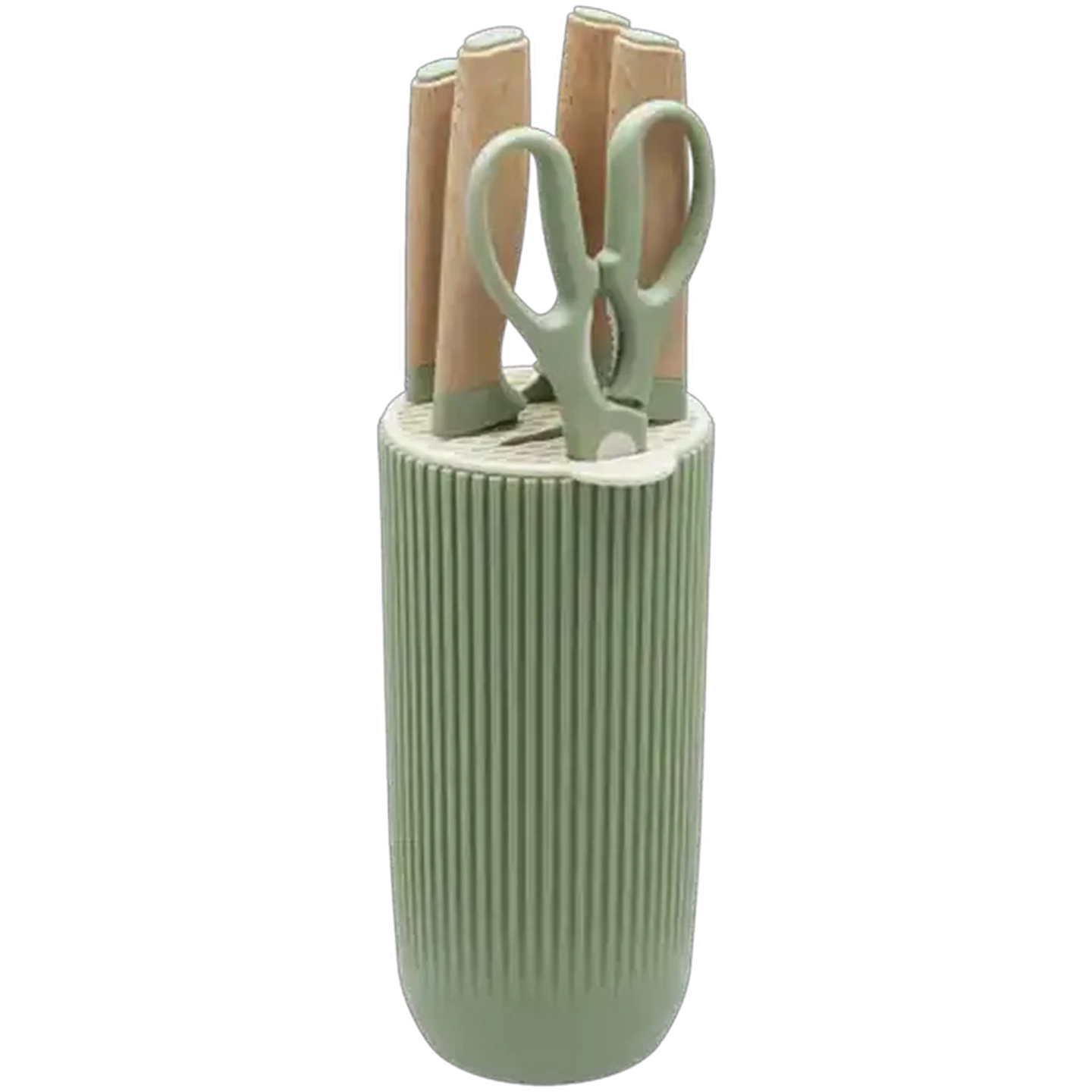 Image of MWA Luxury Wooden Non-Stick Diamond Pattern Knife Block Set 6 Piece
