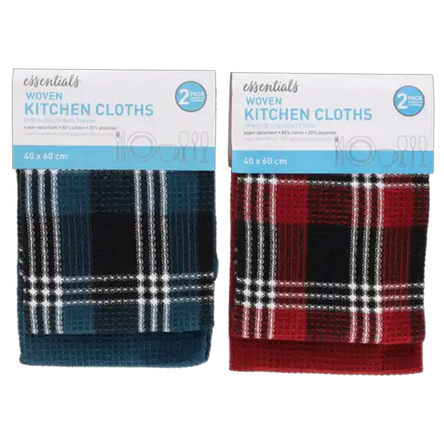 Image of Essentials Red Woven Kitchen Cloths 2 Pack