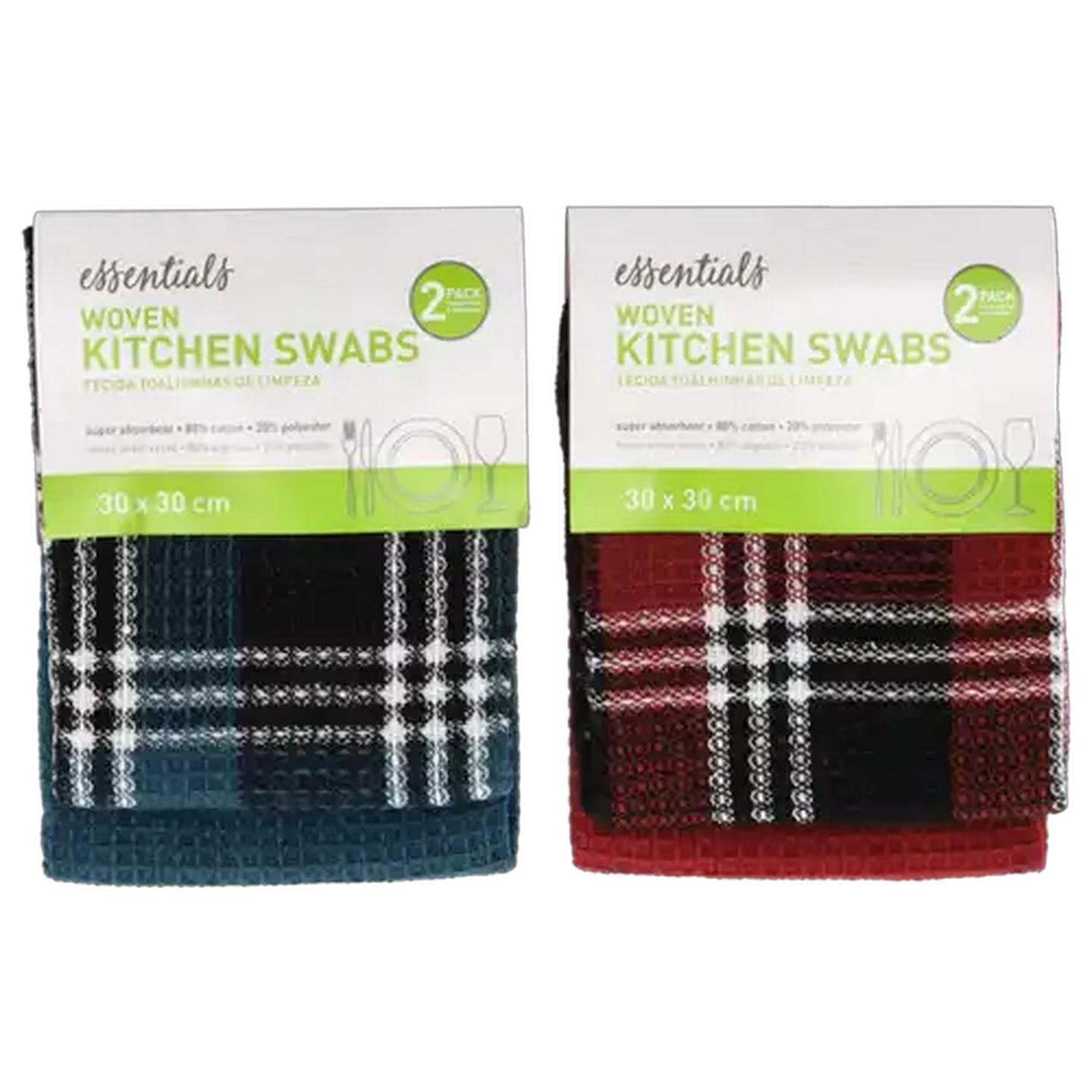 Image of Essentials Navy Blue Woven Kitchen Swabs 2 Pack