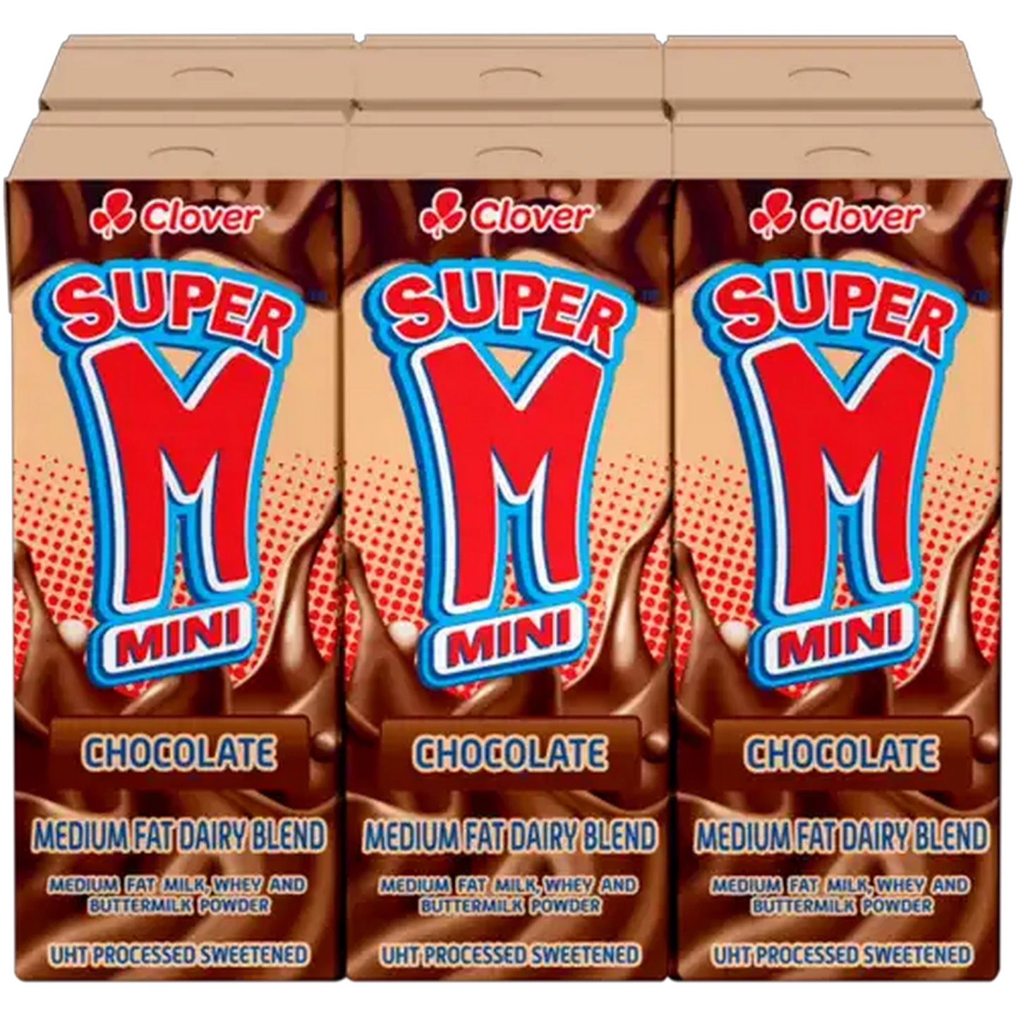 Image of Clover Super M Chocolate Mini Medium Fat Dairy Blend 6 x 200ml