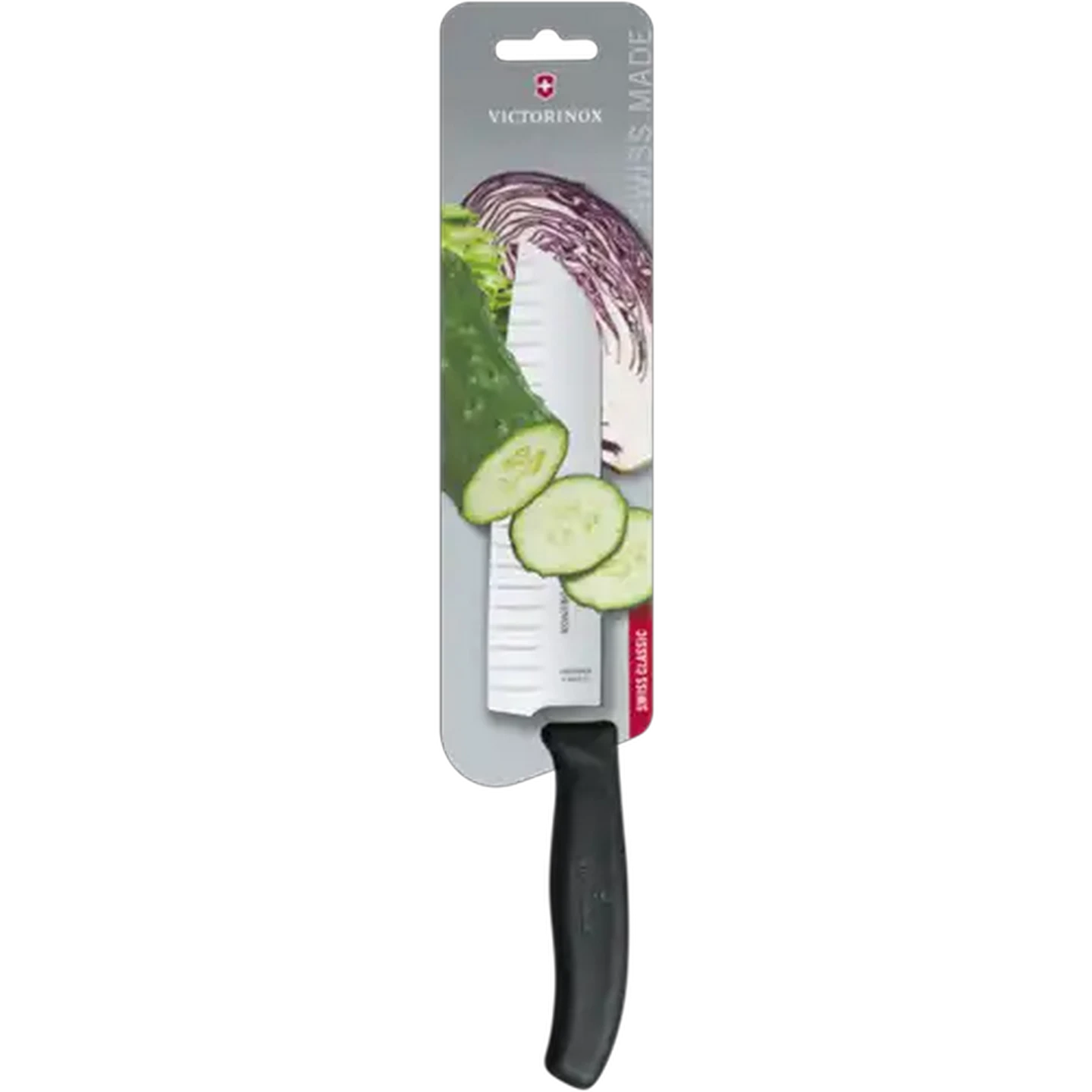 Image of Victorinox Black Swiss Classic Fluted-Blade Santoku Knife 17cm