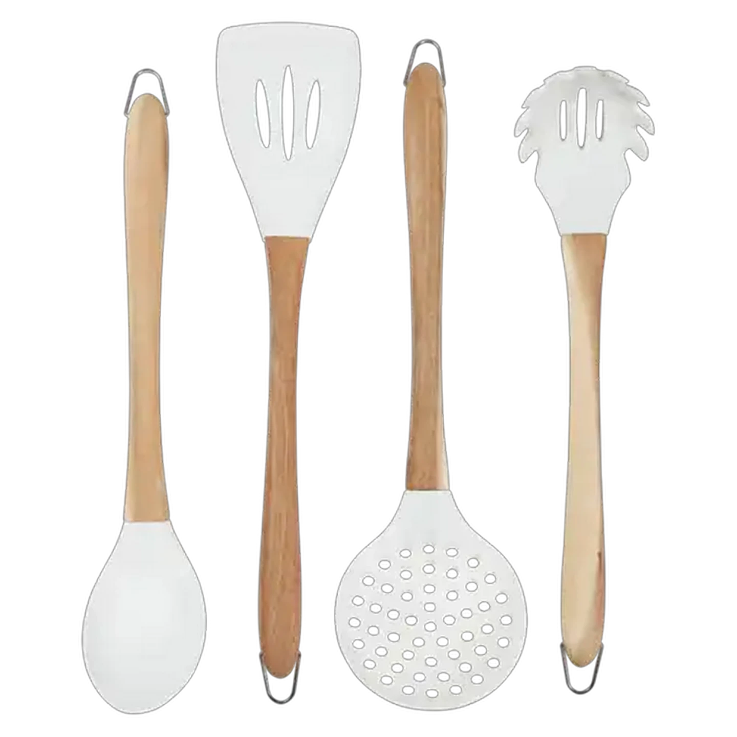Image of Prochef Wood Handle Plastic Utensil Set 4 Piece