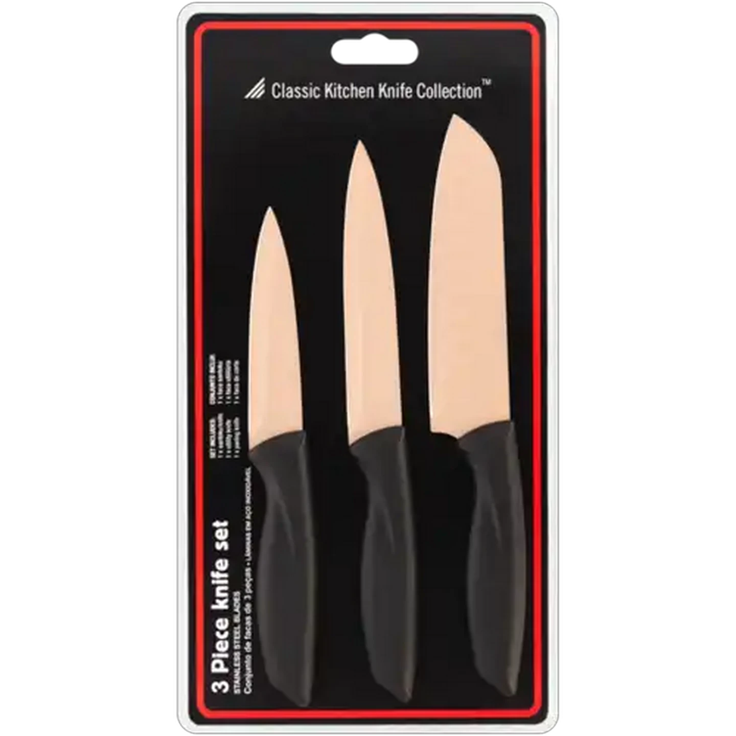 Image of Classic Kitchen Knife Collection Assorted Stainless Steel Knife Set 3 Piece