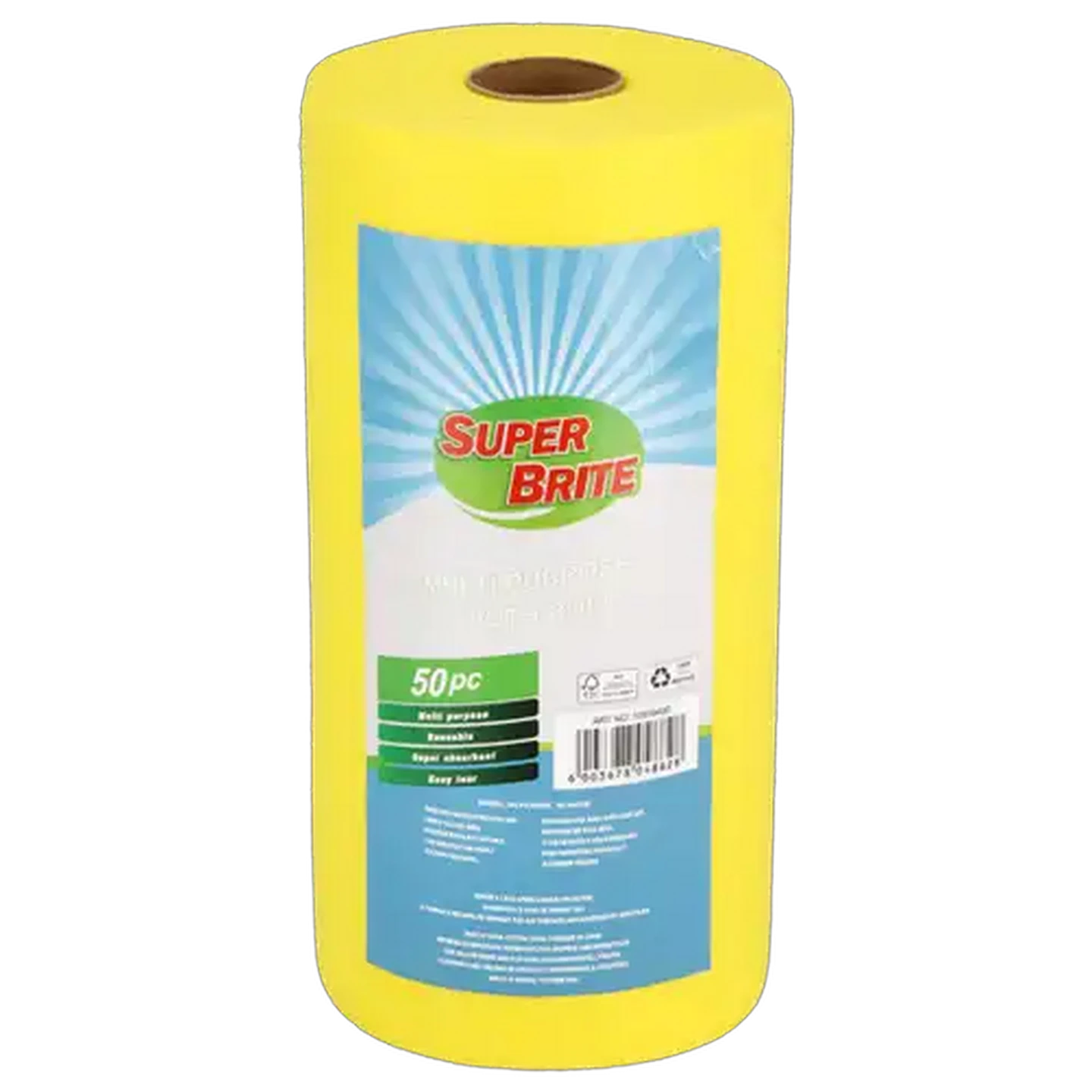 Image of Super Brite Yellow Multi Purpose Cloth Roll 50-Pack
