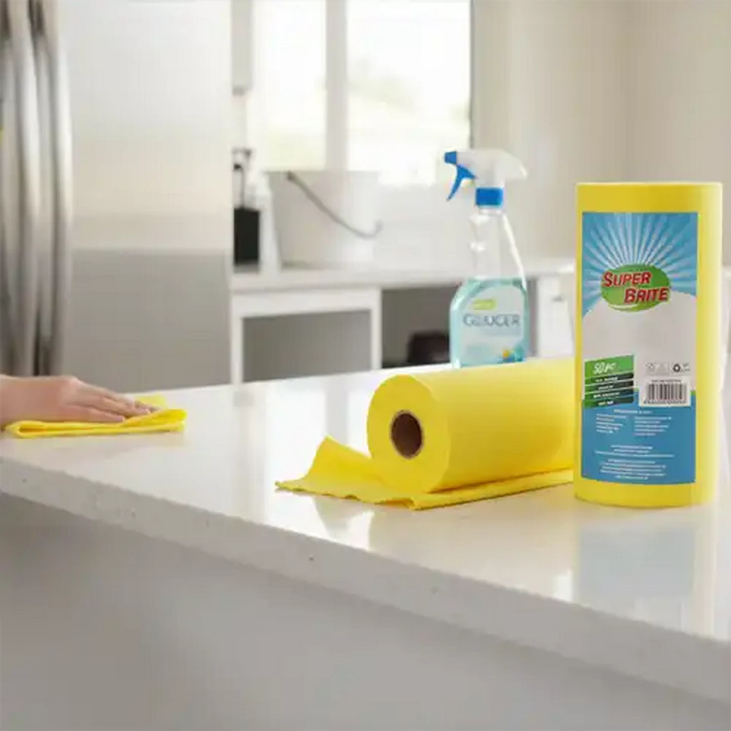 Image of Super Brite Yellow Multi Purpose Cloth Roll 50-Pack