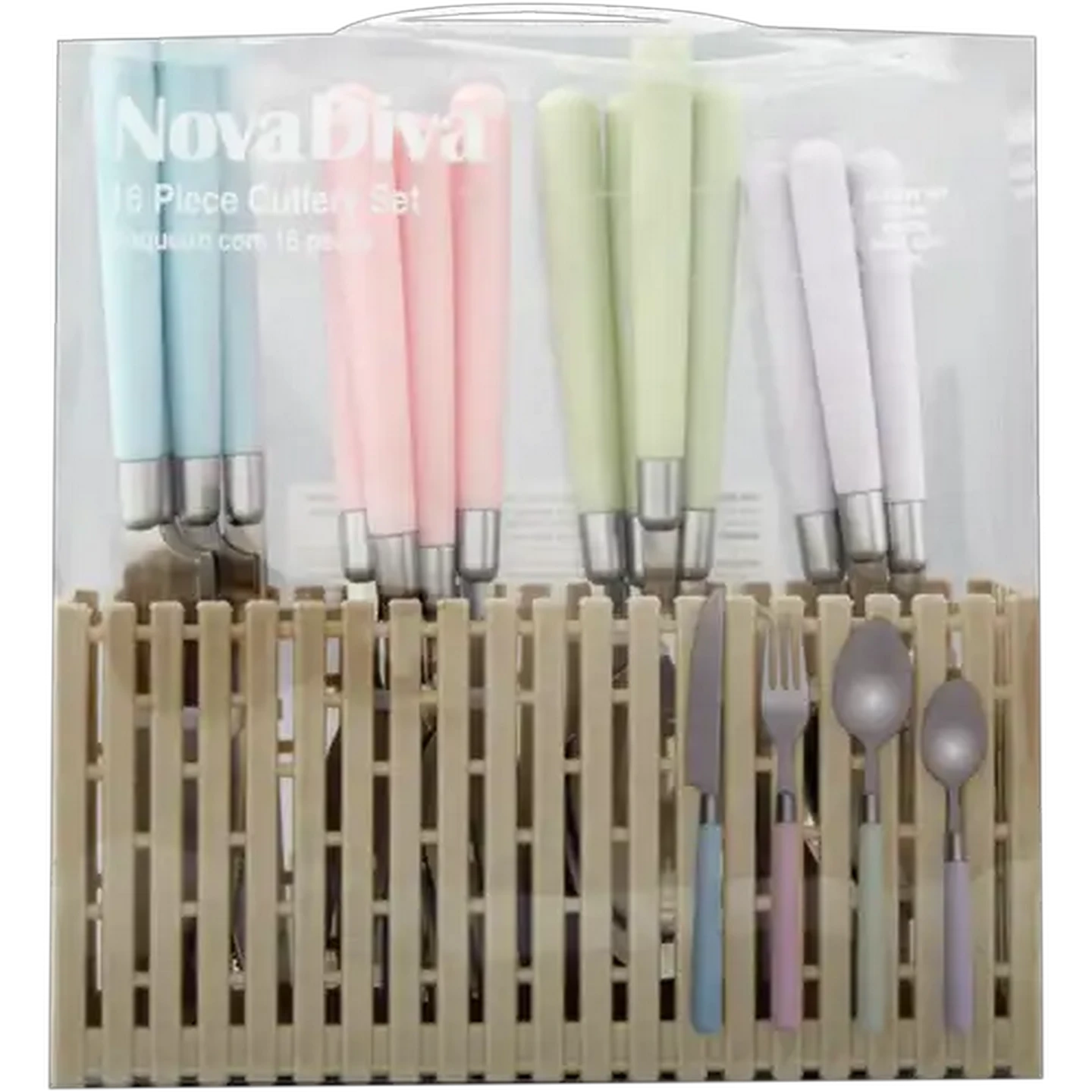Image of NovaDiva Picnic Pastel Cutlery Set 16 Piece