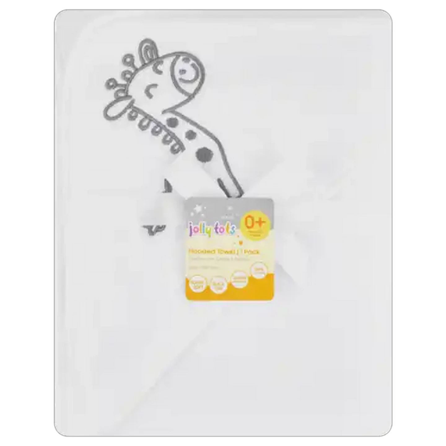 Image of Jolly Tots Z-Twist Hooded Cotton Towel 0 Months + 76 x 76cm