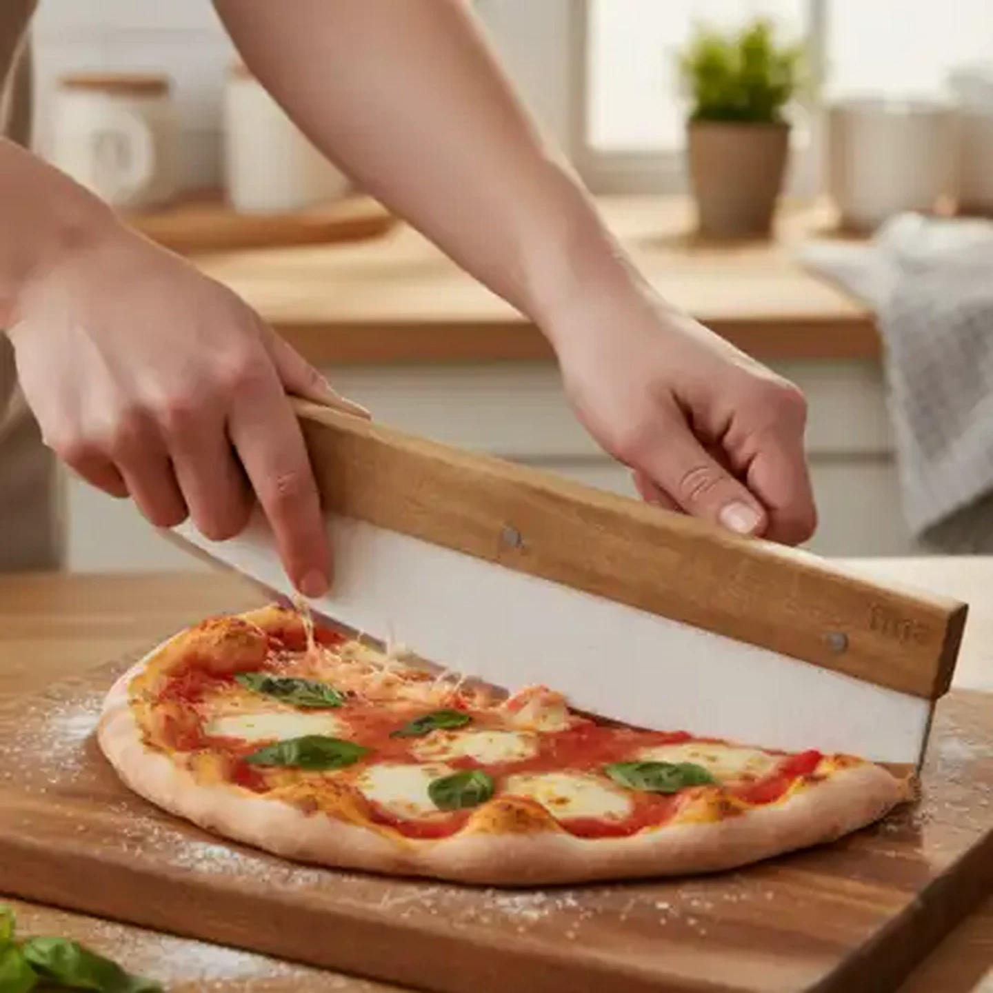 Image of Fina Acacia Stainless Steel Pizza Cutter