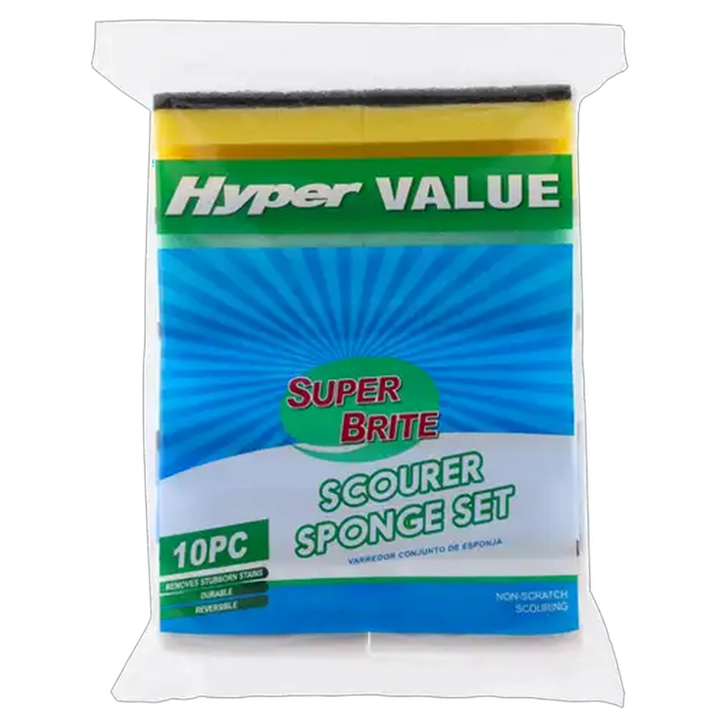 Image of Super Brite Hyper Value Easy Grip Scourer Sponge Set 90 x 70 x 46mm 10-Pack
