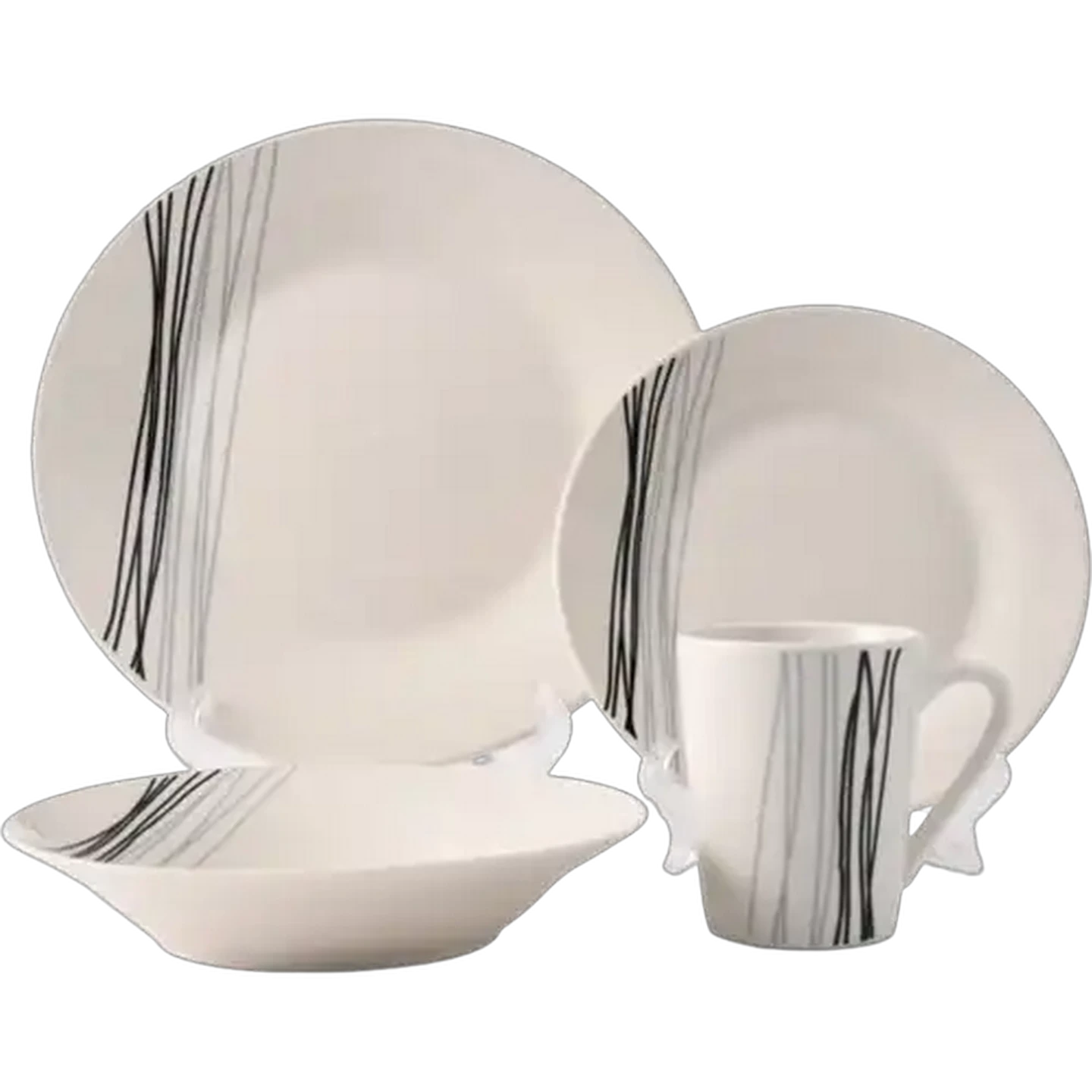 Image of Black Cane Dinner Set 16-Piece