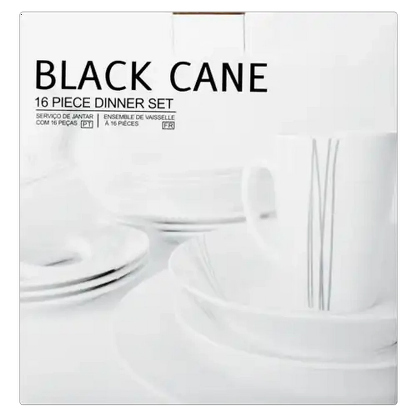 Image of Black Cane Dinner Set 16-Piece