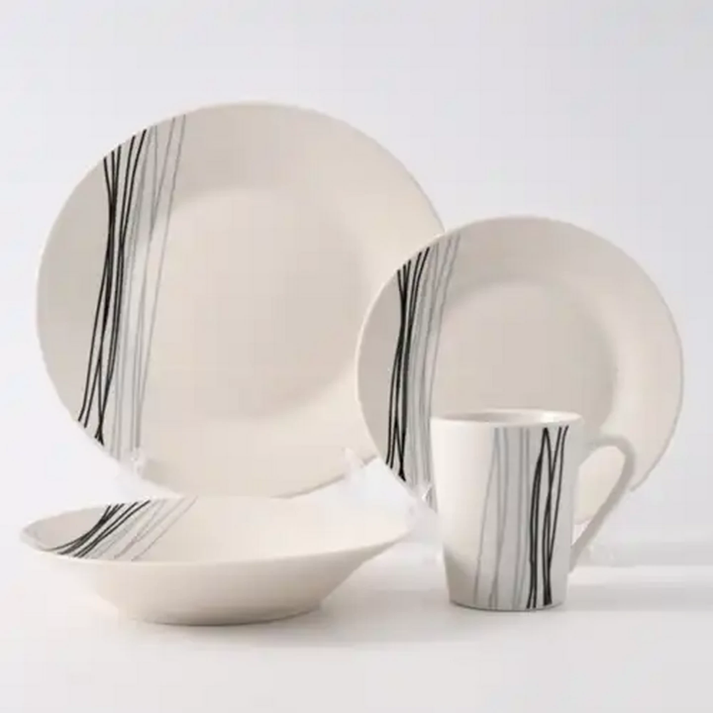 Image of Black Cane Dinner Set 16-Piece