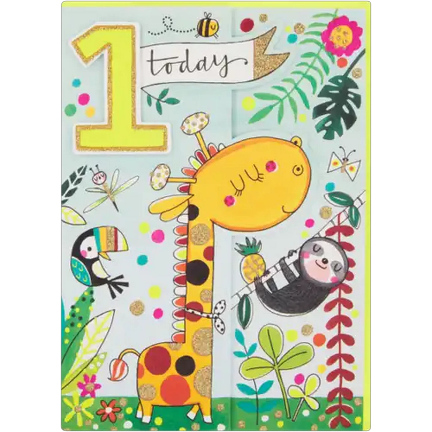 Image of Rachel Ellen Giraffe Themed 1st Birthday Card