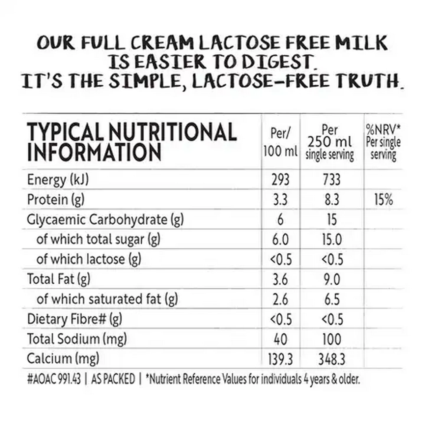 Image of Simple Truth Lactose Free Full Cream Milk 6 x 1L