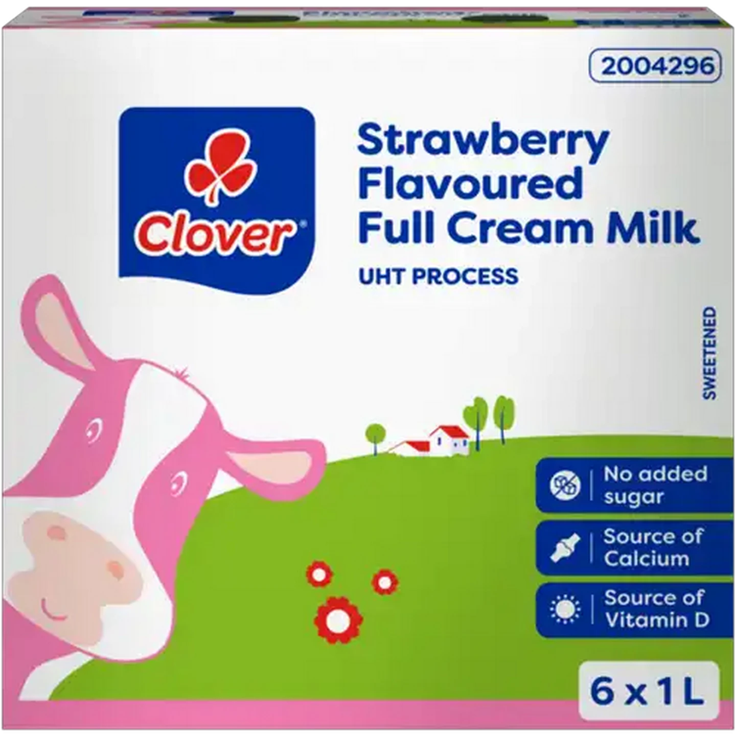 Image of Clover Strawberry Flavoured Full Cream Milk 6 x 1L