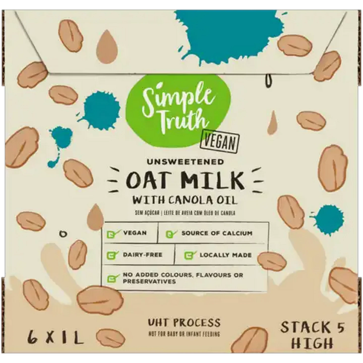 Image of Simple Truth Unsweetened Oat Milk with Canola Oil 6 x 1L