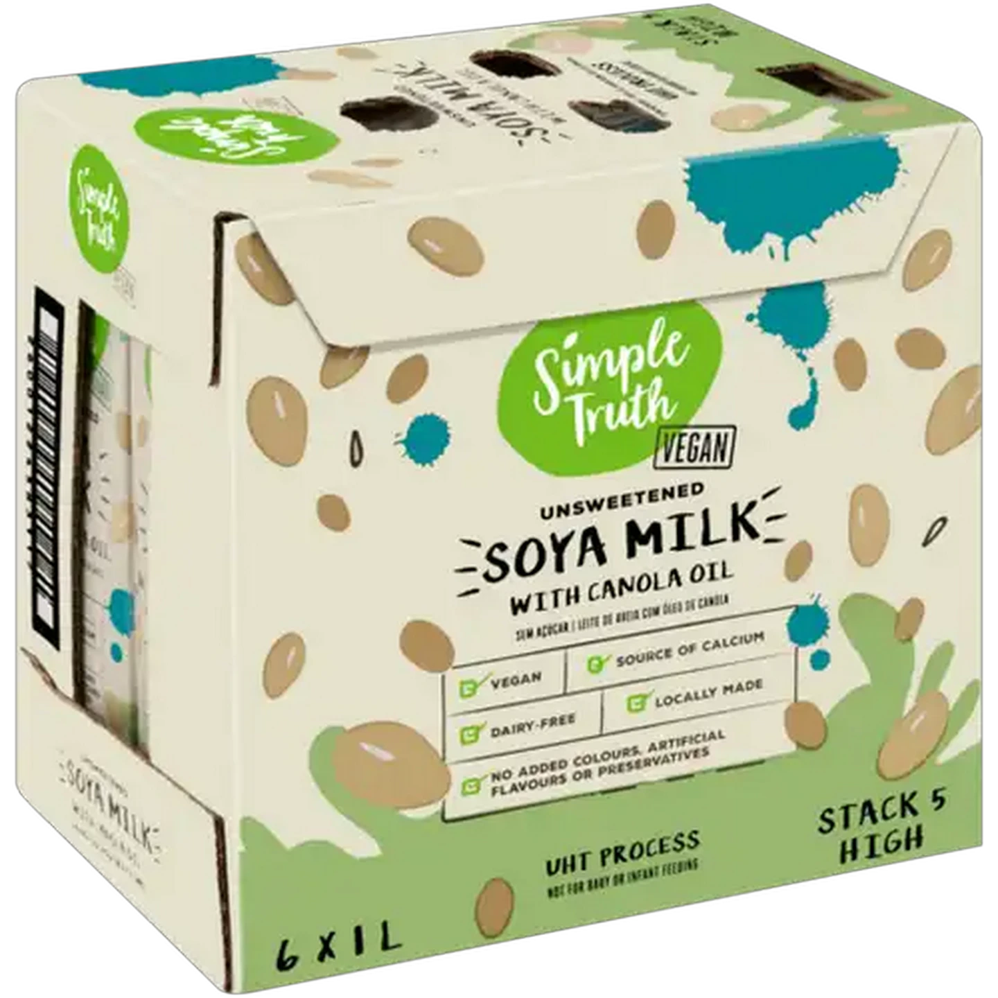 Image of Simple Truth Unsweetened Soya Milk with Canola Oil 6 x 1L