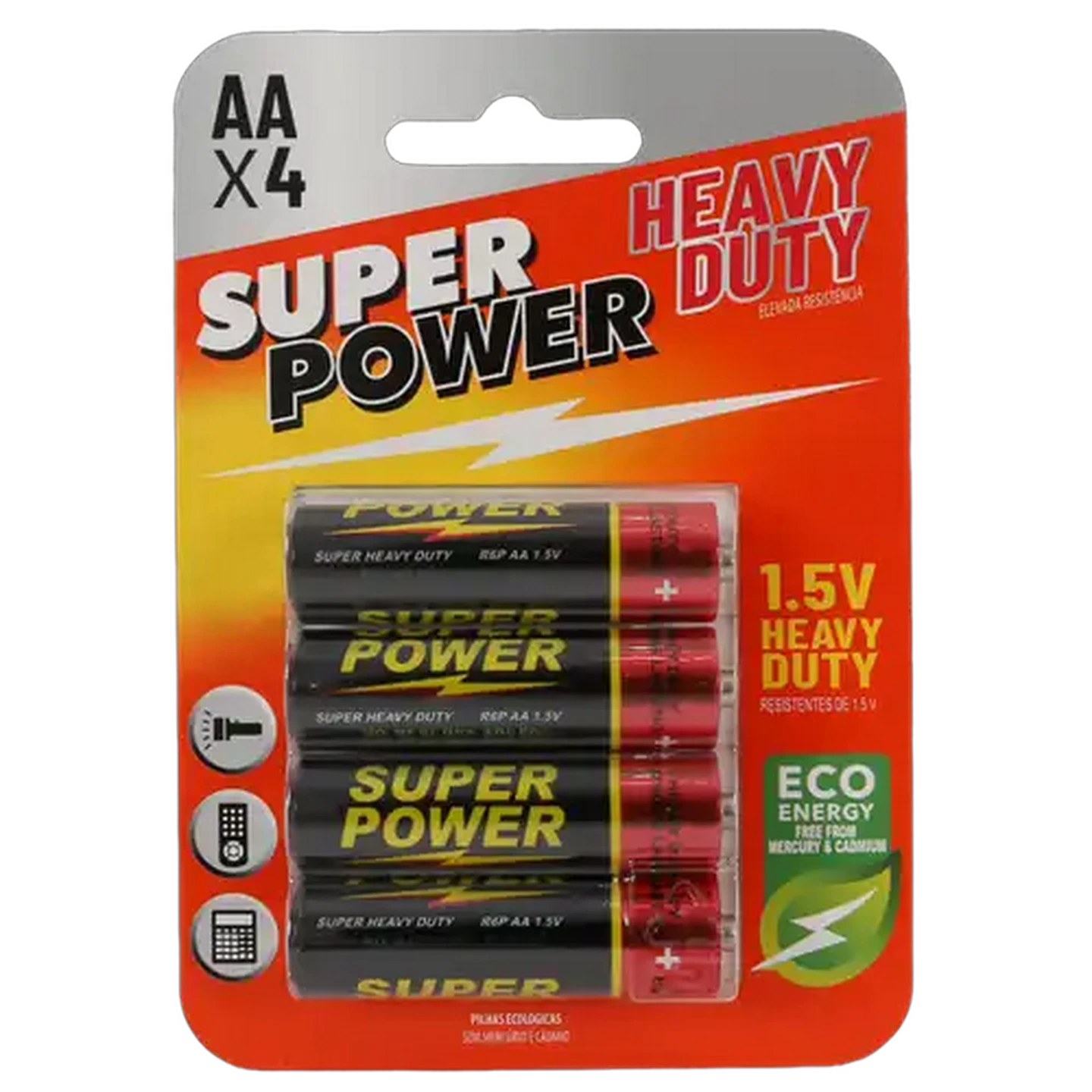 Image of Super Power AA Heavy Duty Zinc Carbon Batteries 4-Pack