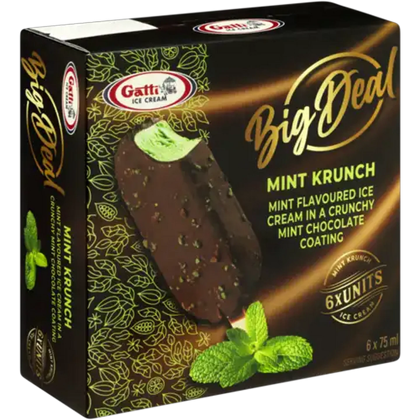 Image of Gatti Ice Cream Big Deal Mint Krunch Ice Cream 6 x 75ml