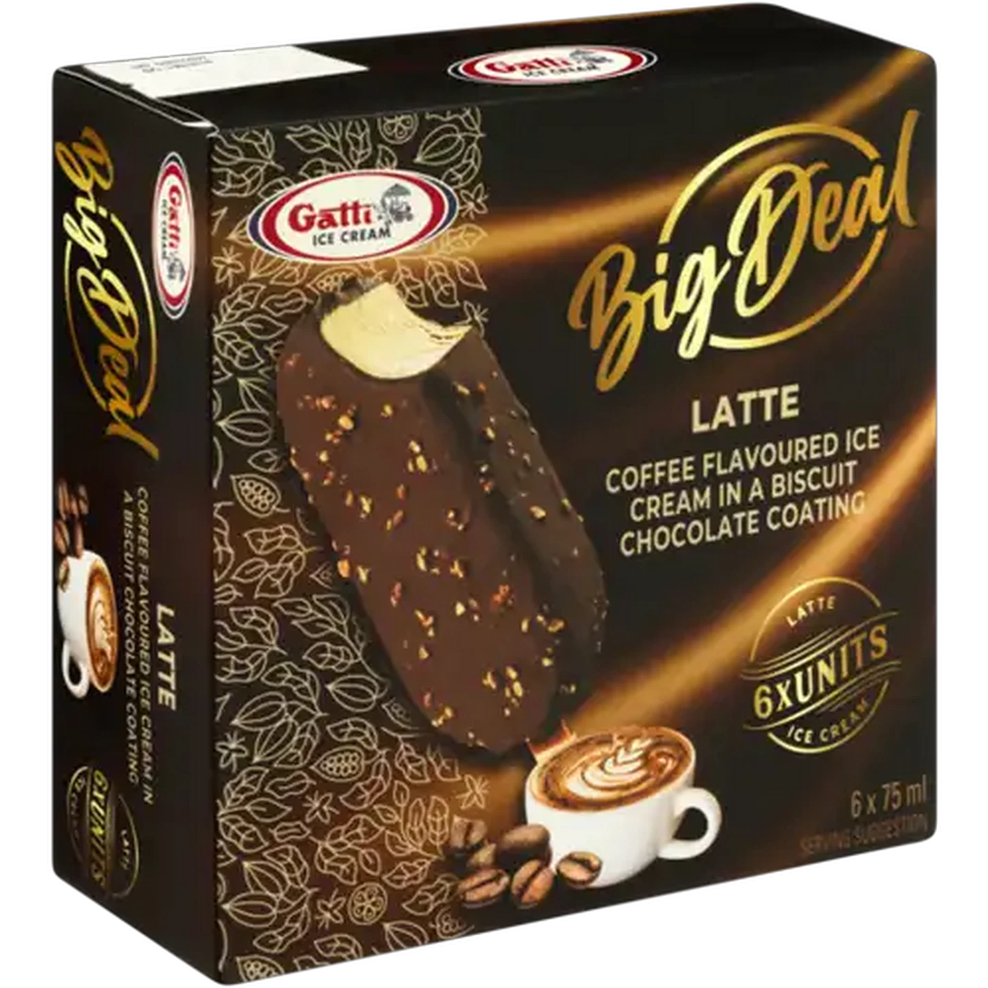 Image of Gatti Ice Cream Big Deal Latte Ice Cream 6 x 75ml