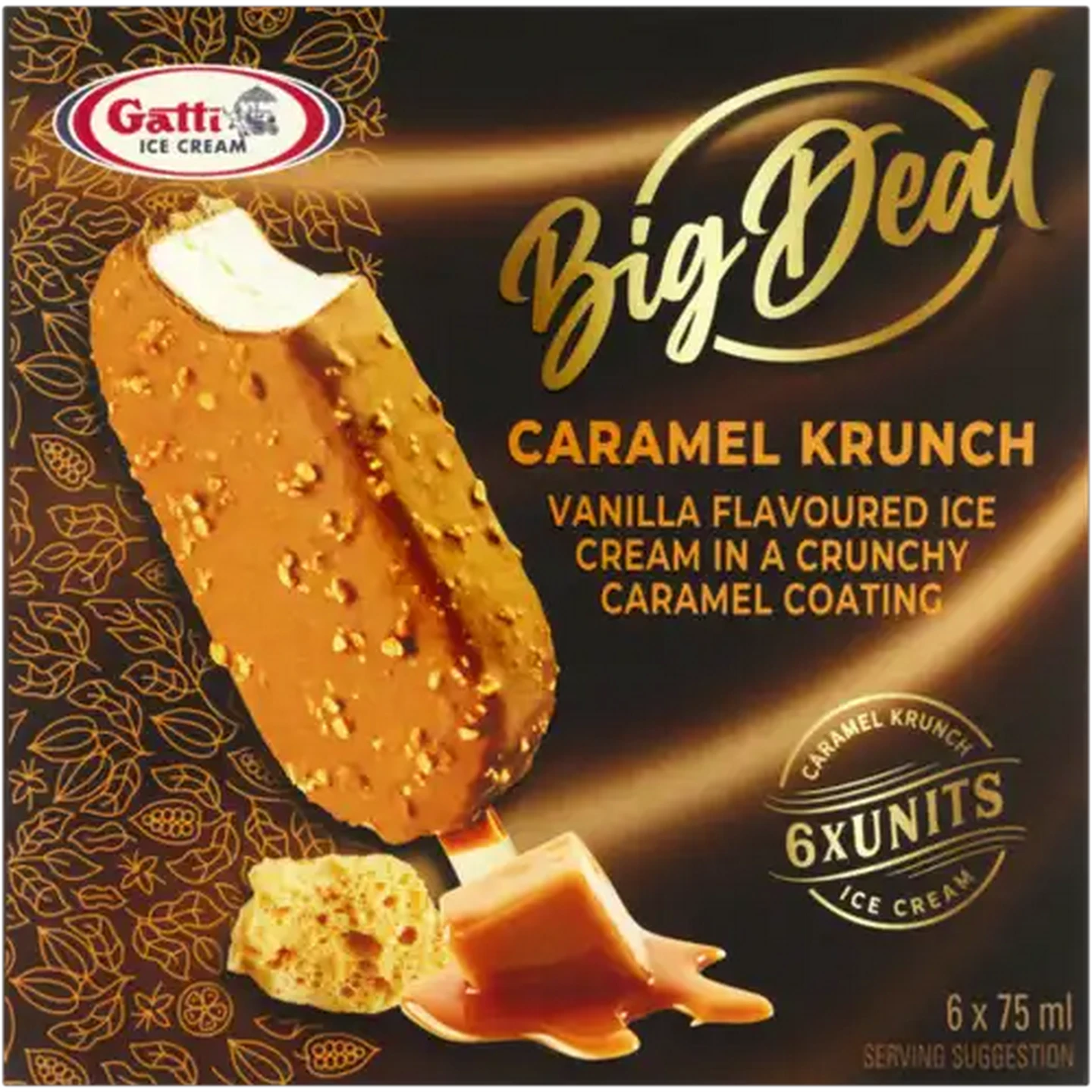 Image of Gatti Ice Cream Big Deal Caramel Krunch Ice Cream 6 x 75ml