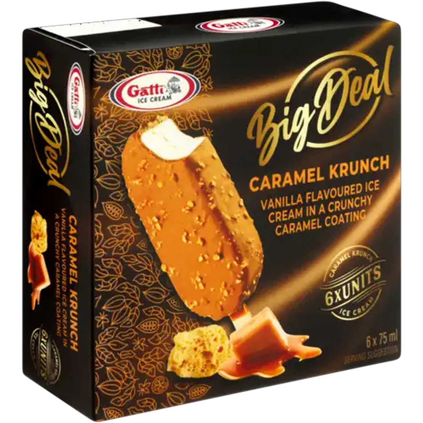 Image of Gatti Ice Cream Big Deal Caramel Krunch Ice Cream 6 x 75ml