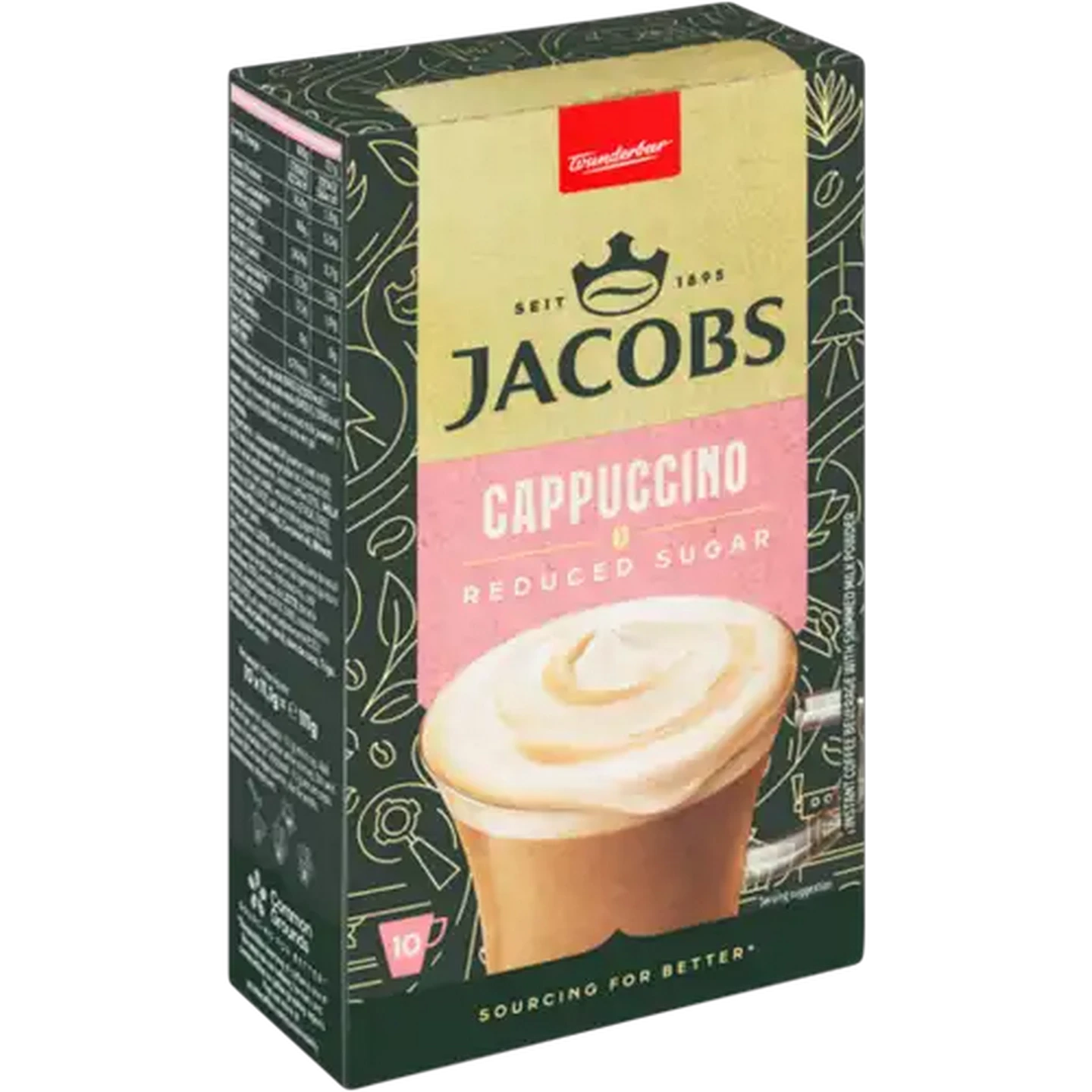 Image of Jacobs Reduced Sugar Cappuccino 10 x 11.1g