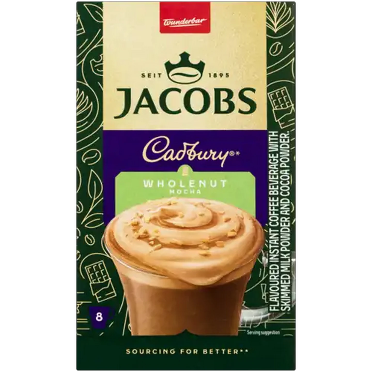 Image of Jacobs Cadbury Wholenut Instant Mocha 8 x 18.3g
