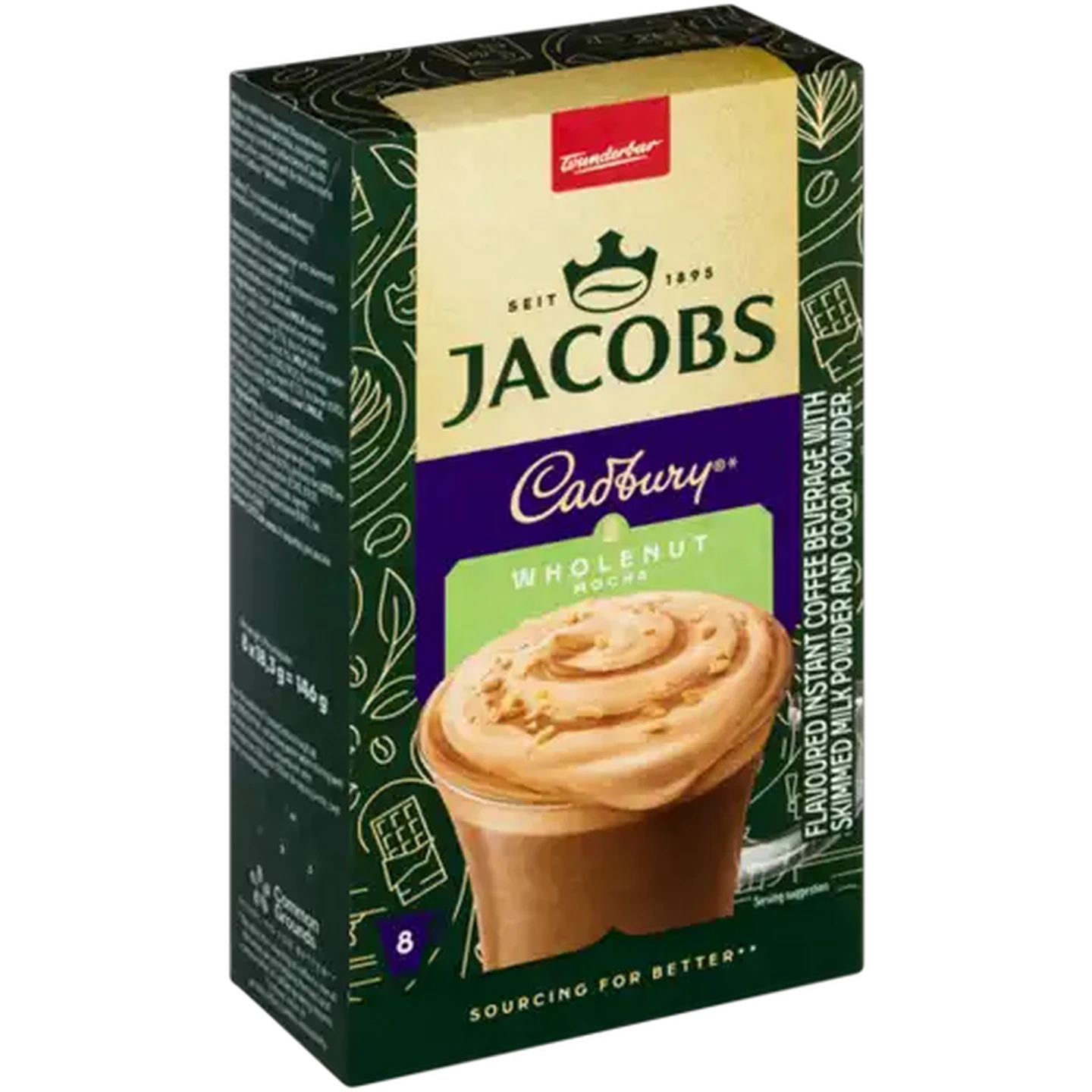 Image of Jacobs Cadbury Wholenut Instant Mocha 8 x 18.3g