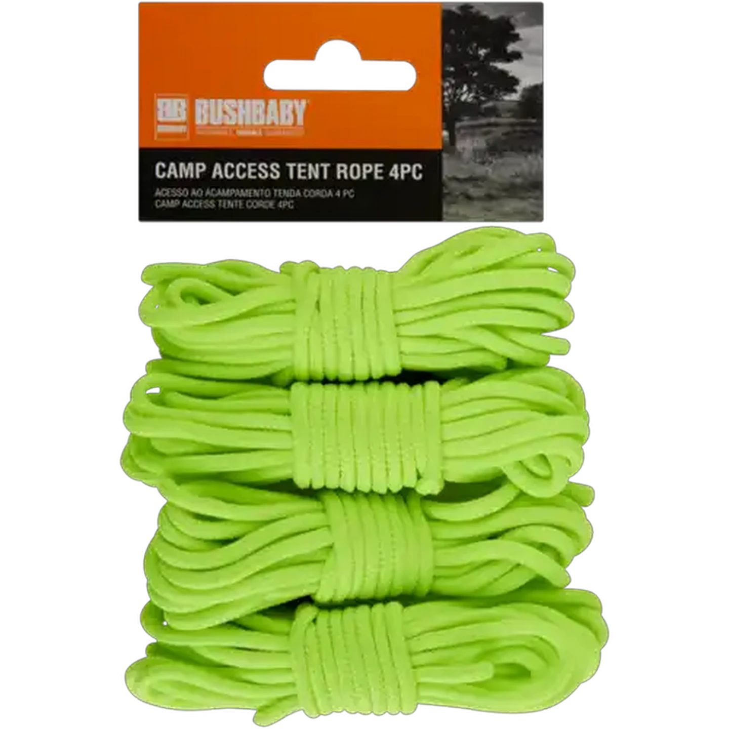 Image of Bush Baby Green Camp Access Tent Rope 3m 4-Pack