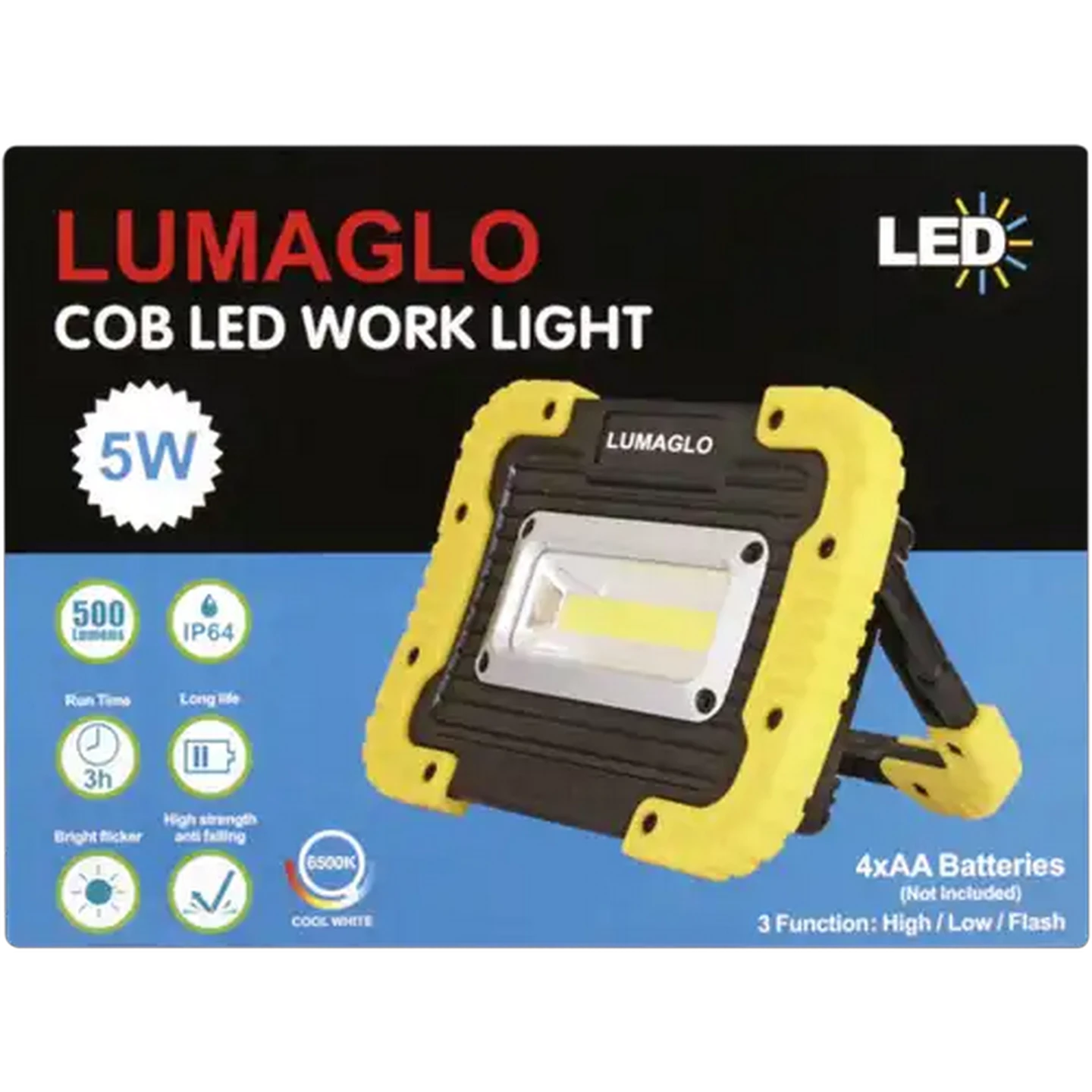 Image of Lumaglo IP64 Water-Resistant LED COB Work Light 5W