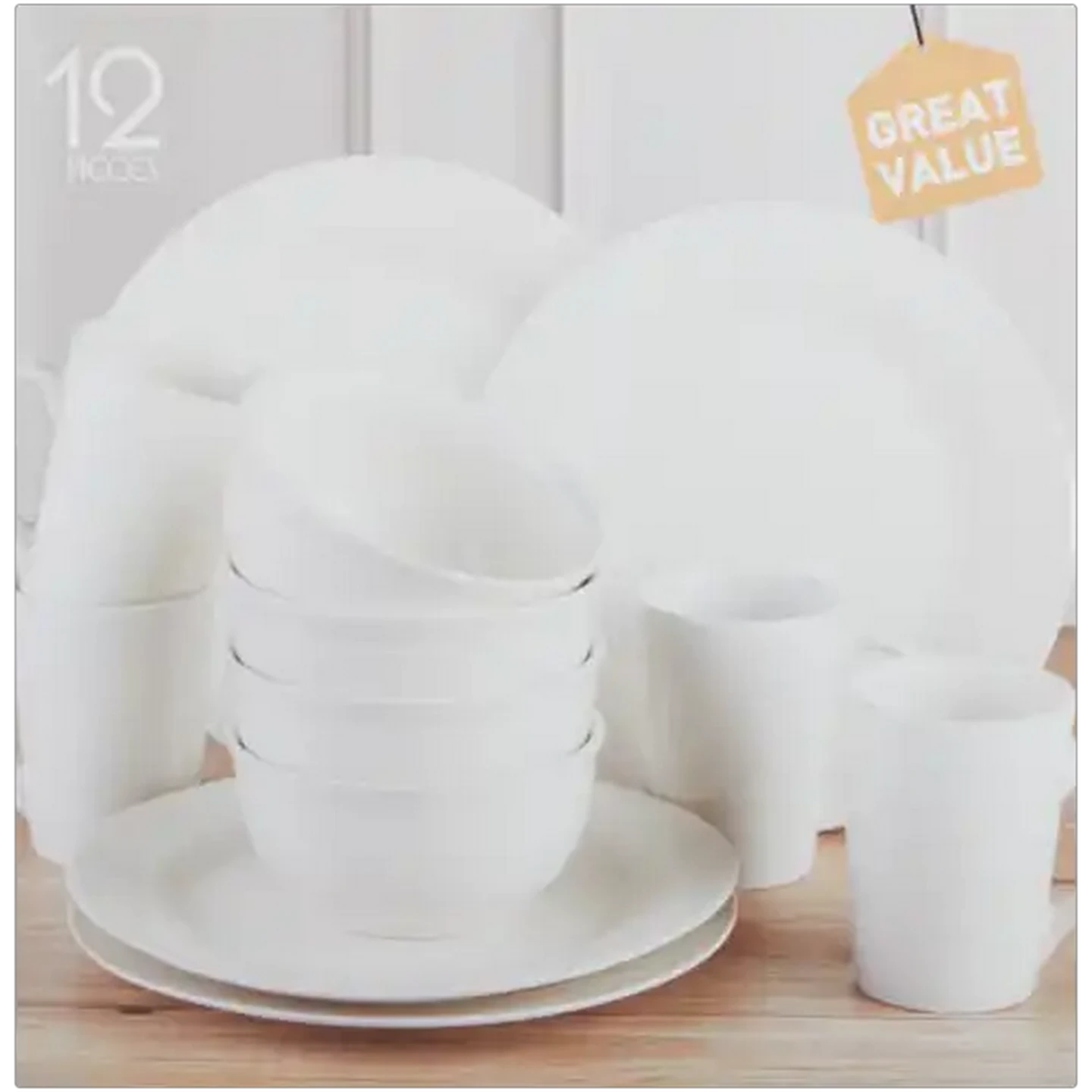 Image of Glacier Basic White Dinner Set 12-Piece