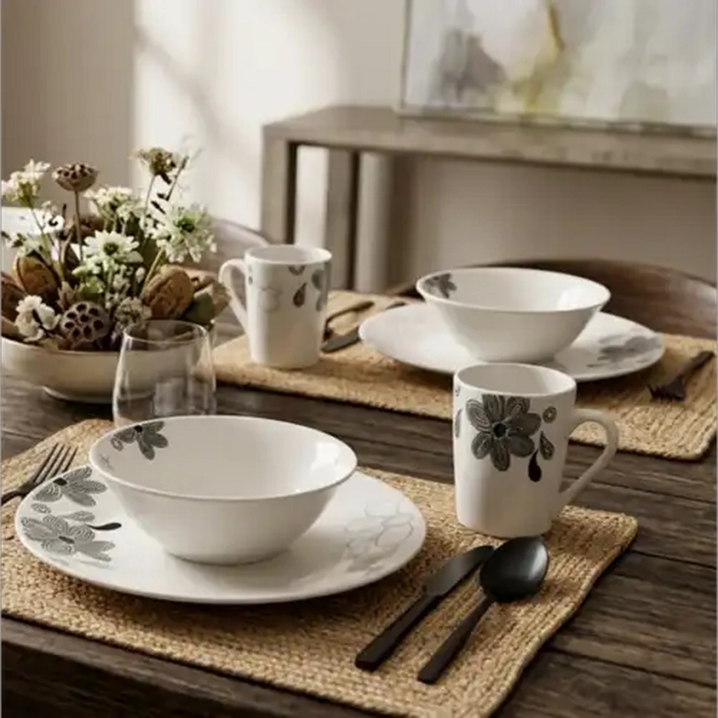 Image of New Floral Dinner Set 12-Piece (Print May Vary)