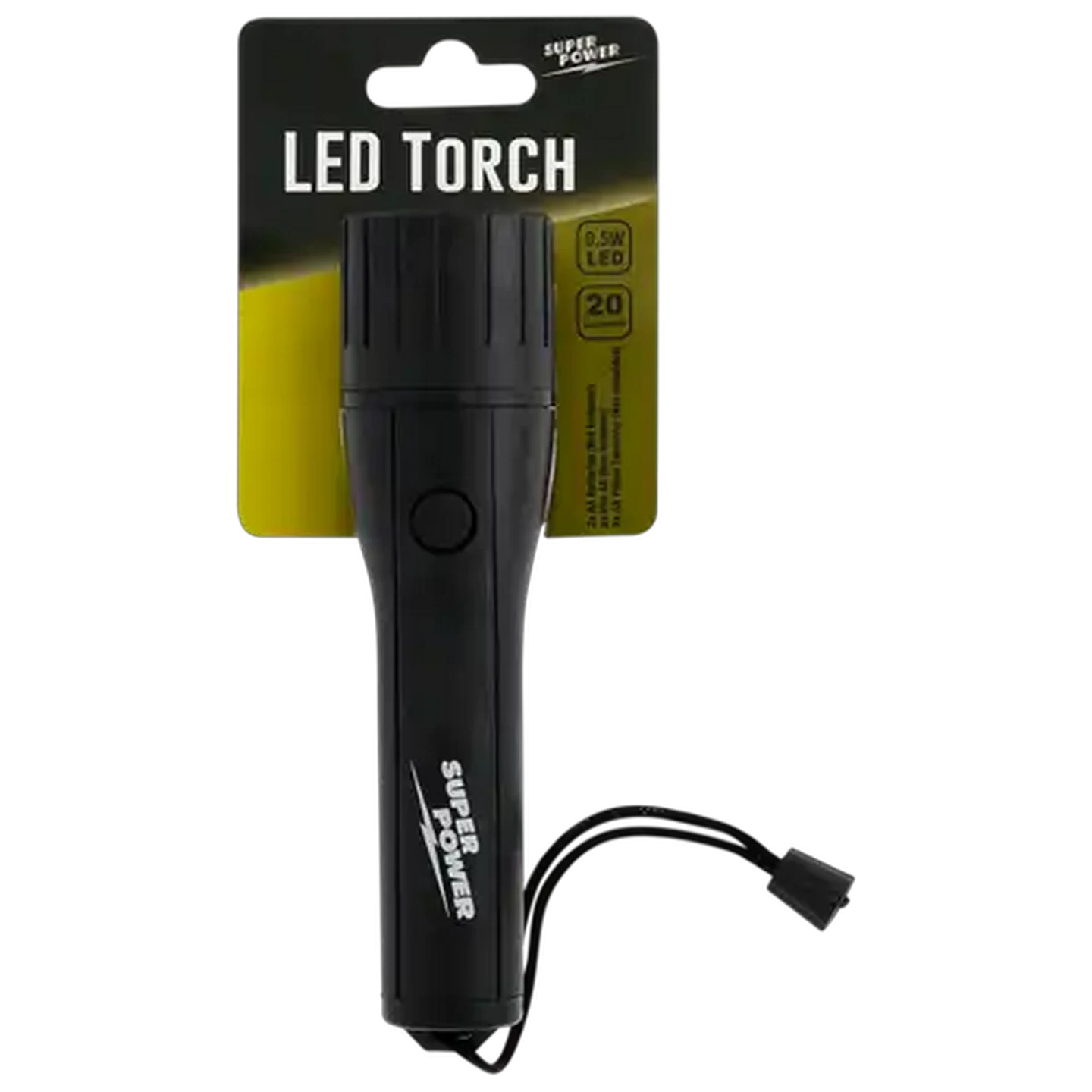 Image of Super Power Black Plastic 20 Lumens LED Torch 0.5w