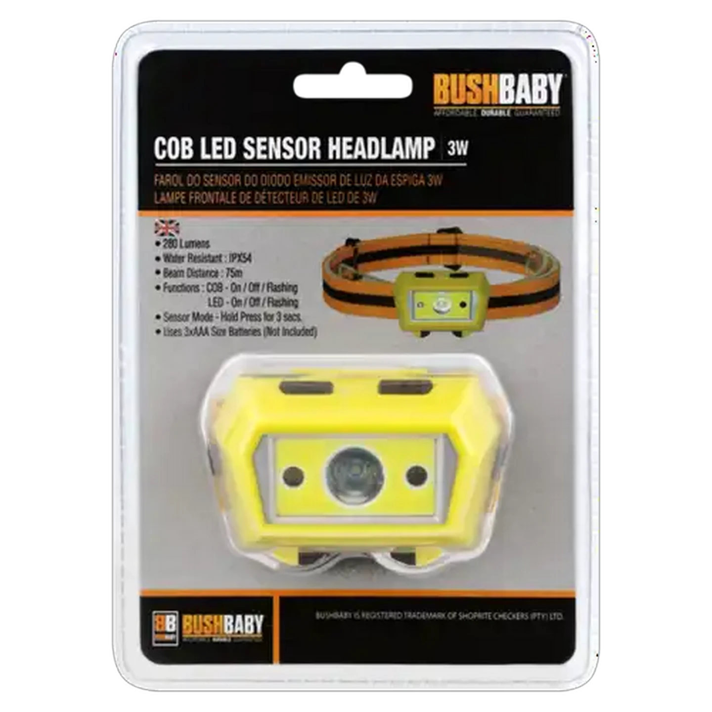 Image of Bush Baby Yellow COB LED Sensor Head Lamp 3W