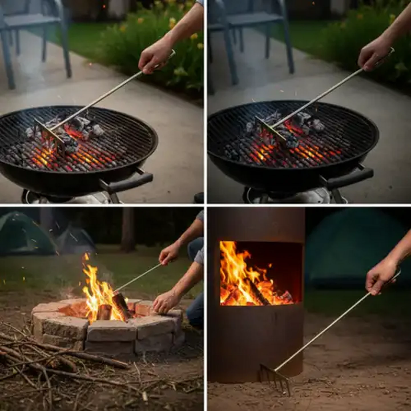 Image of Bush Baby Silver Steel Coal Rake 56 x 13.5 x 4.8cm
