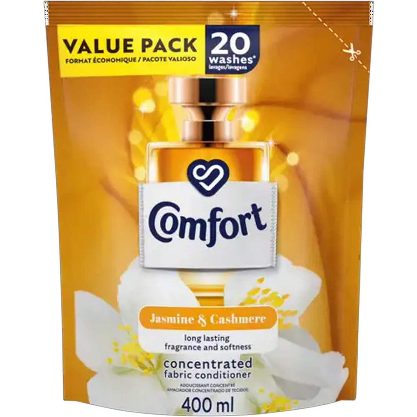 Image of Comfort Jasmine & Cashmere Concentrated Fabric Conditioner Refill 400ml